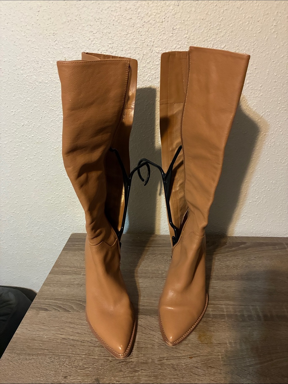 Vince Camuto Tall Pointed-Toe Leather Boots in Tan